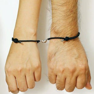 2er Set Freundschaftsarmbänder mit Herz-Magnet (Marineblau) Armband Joybands