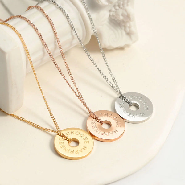 CHOOSE HAPPINESS - Circle Necklace