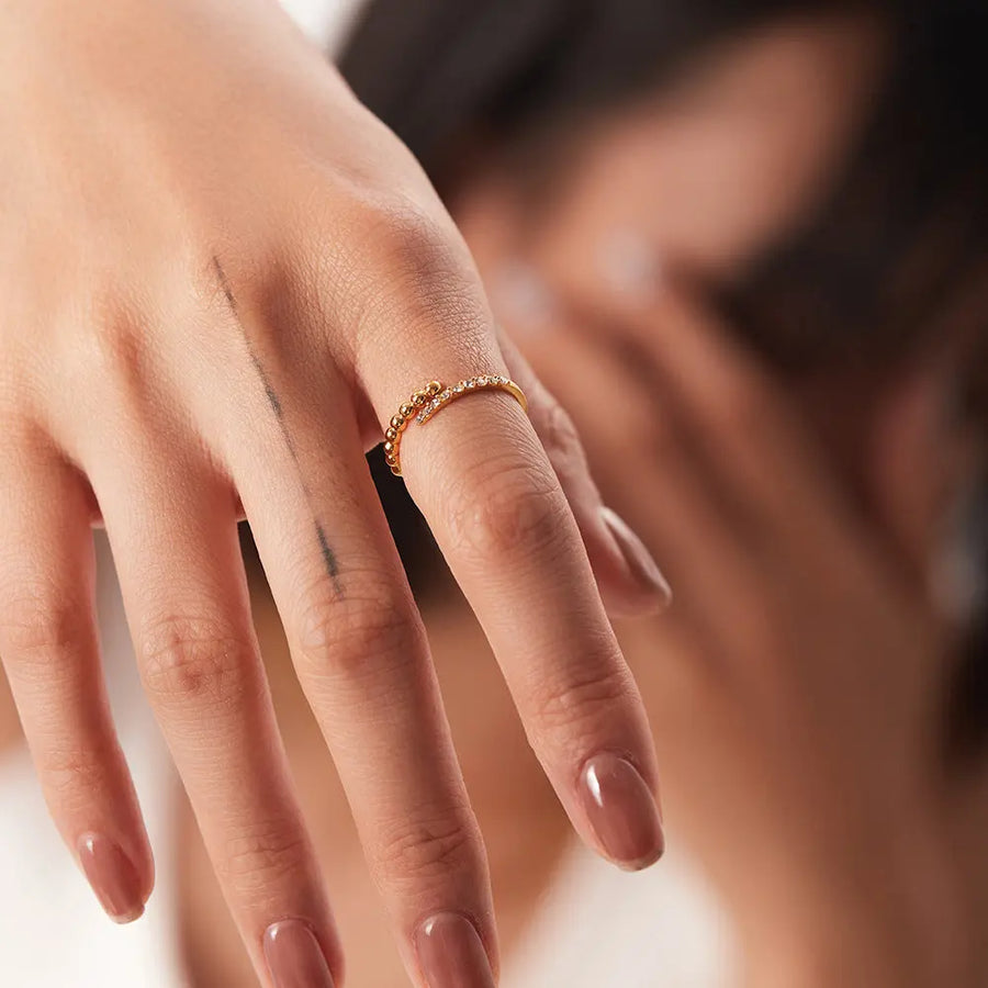 Ring Greta Gold mit klarem Zirkonia Ring Simple Pledge