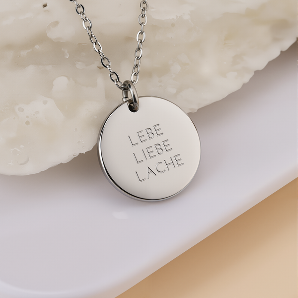 Lebe Liebe Lache Coin Halskette