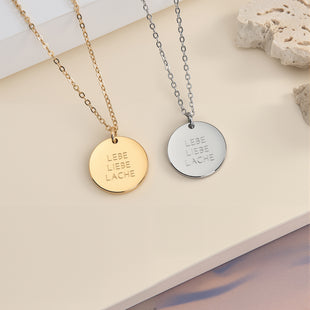 Lebe Liebe Lache Coin Halskette